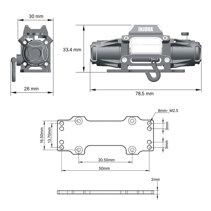 INJORA Dual Motor Metal Simulated Winch 1/10