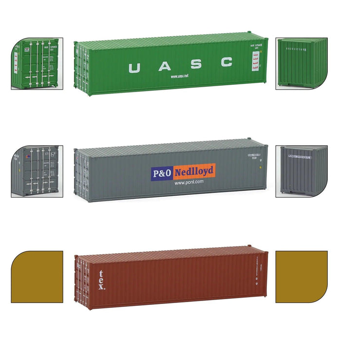 3PCS N Scale 40ft Shipping Container 1/160 (ABS) C15008 - upgraderc