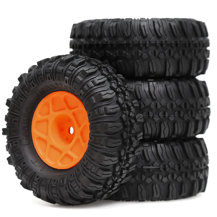 4PCS 1.0" 57x27mm 1/24 Crawler Beadlock Wheels Set (Plastic, Rubber)