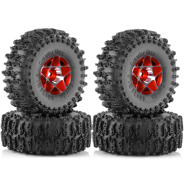 4PCS 1.3" 63x24mm 1/18 1/24 Crawler Beadlock Wheels Set (Metal, Rubber)