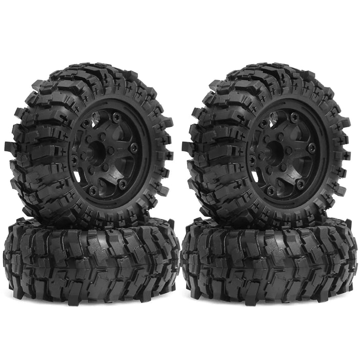 4PCS 1.9" 88x36mm 1/12 1/10 Crawler Beadlock Wheels Set (Plastic, Rubber)