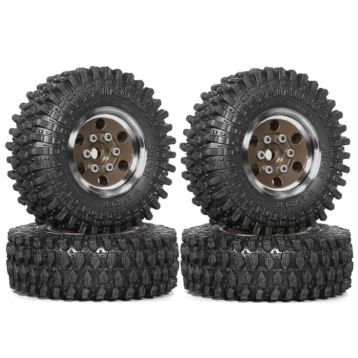 4PCS 1.0" 55x20mm 1/18 1/24 Crawler Beadlock Wheels Set (Metal, Rubber)