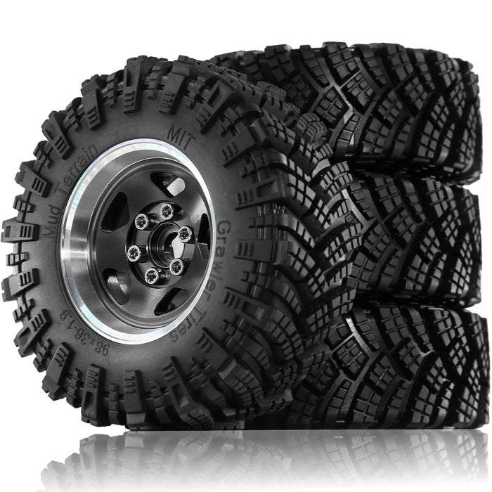 4PCS 1.9" 98x36mm 1/10 Crawler Beadlock Wheels Set (Metal, Rubber)