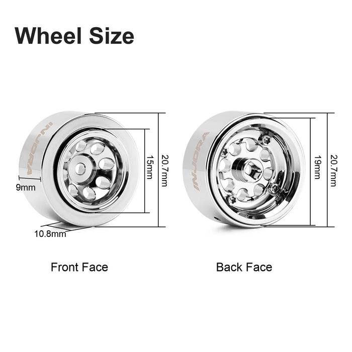 INJORA 4PCS 0.6"/0.7" 37×15mm Beadlock Wheel & MAVERIX M/T Tire Set 1/30