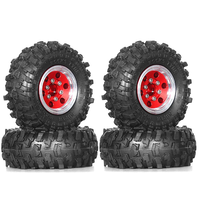 4PCS 1.0" 51x20mm 1/24 1/18 Crawler Beadlock Wheels Set (Metal, Rubber)