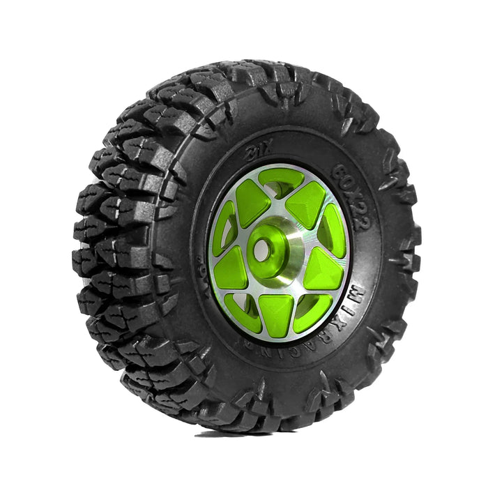 4PCS 1.0" 60x22mm 1/24 1/18 Crawler Beadlock Wheels Set (Metal, Rubber)