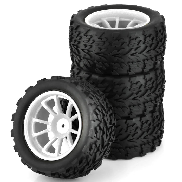 4PCS 118x57mm 1/10 Monster Truck Tires Wheels Set (Plastic, Rubber)