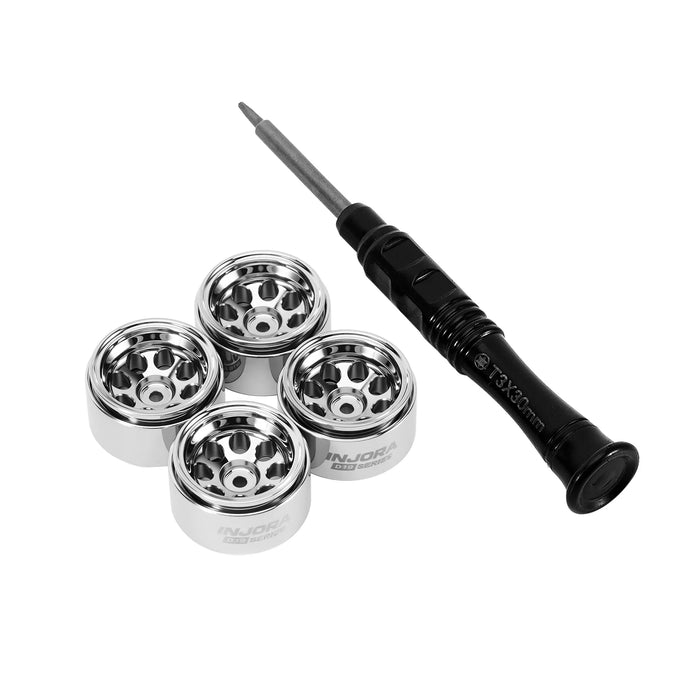 INJORA 4PCS 0.7" 19x10.7mm Beadlock Wheels Rims 1/30 (Alu)