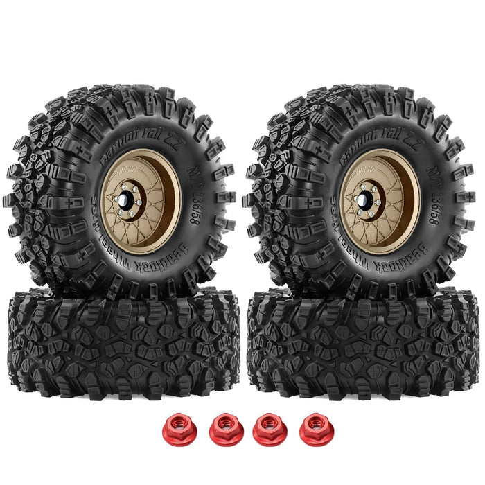 4PCS 2.2" 136x58mm 1/10 Crawler Wheels Set (Metaal, Rubber)