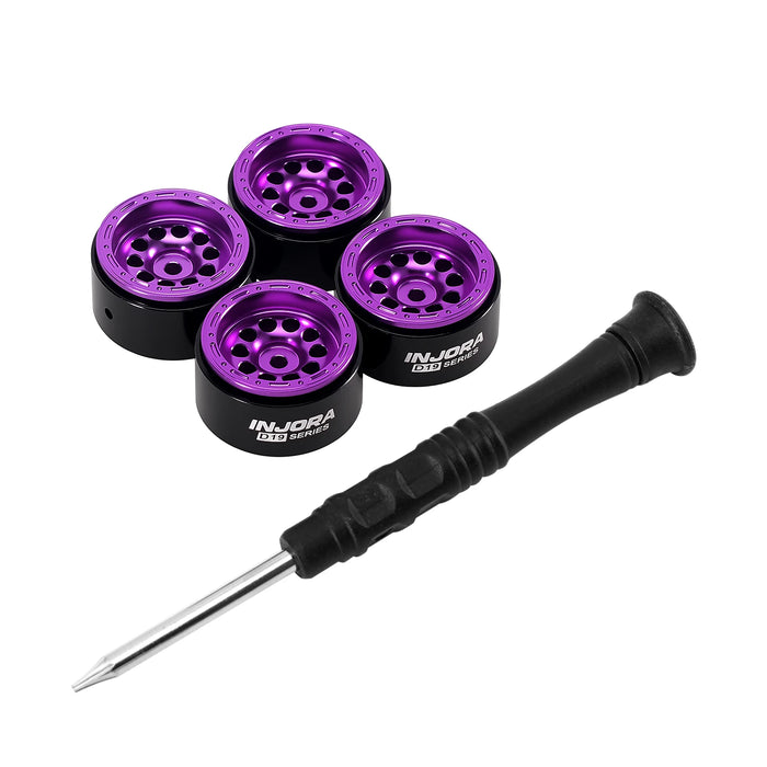 INJORA 4PCS 0.7" 19x10.7mm D19 Beadlock Crawler Wheels 1/30 (Alu)
