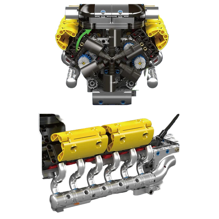 Mould King 10202 Supersportwagen V12 Motor + Getriebe Bausteine (1260 Stücken)