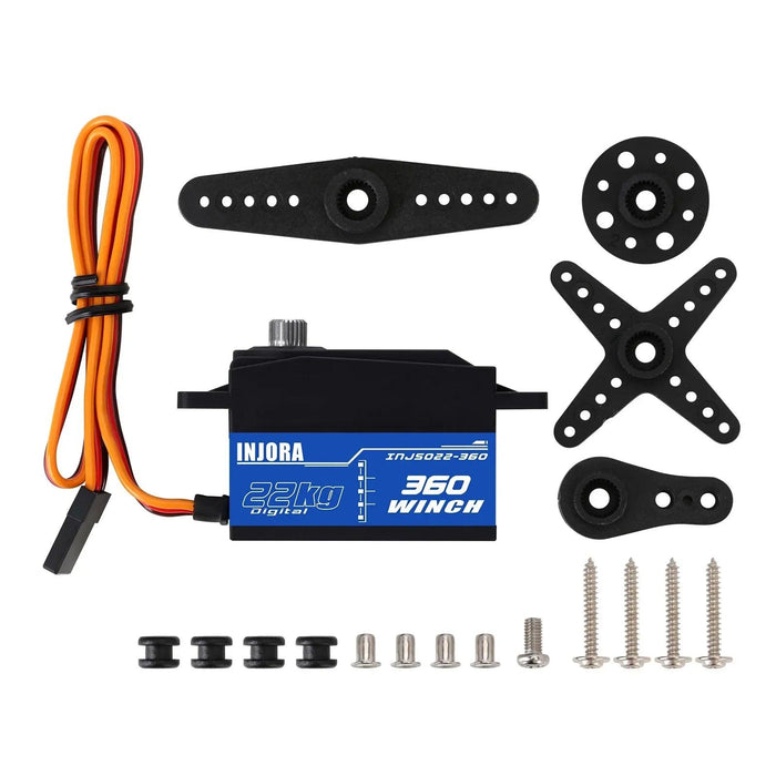 INJORA INJS022-360 22KG 360° Treuil à Profil Bas Brossé avec Bobine Servo