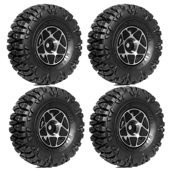 4PCS 1.0" 60x22mm 1/24 1/18 Crawler Beadlock Wheels Set (Metal, Rubber)