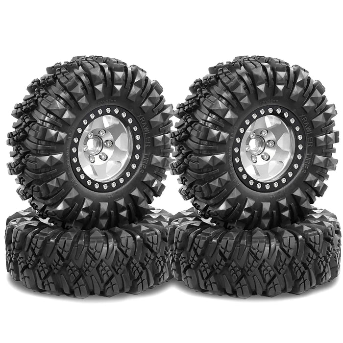 4PCS 1.9" 125x50mm 1/10 Crawler Wheels Mud Tires (Metal, Rubber)
