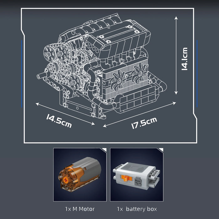 Mould King 10213 Motorized S55 Inline-6 Engine Building Blocks (744 Stukken)