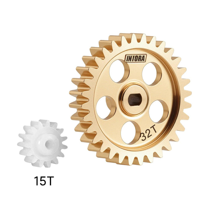 INJORA Transmission Main Gear w/ Pinion for Losi Micro-B Micro-T (Messing)