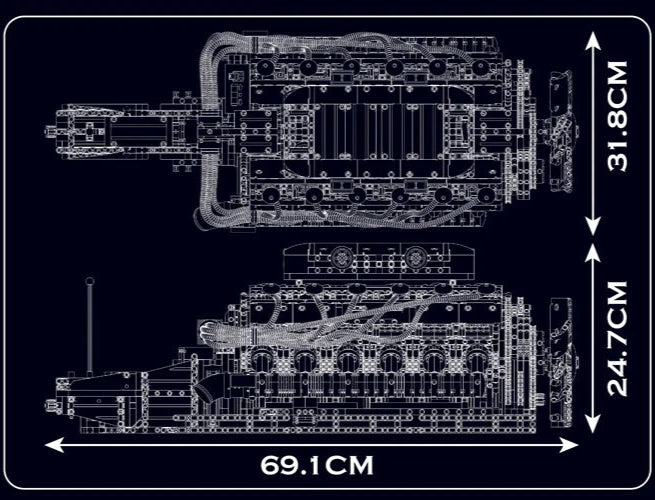 Mould King 10169 Moteur V12 Blocs de Construction (3472 Stukken)