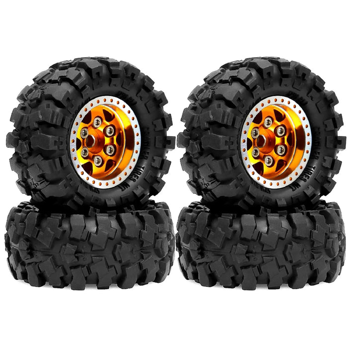 4PCS 1.0" 57x25mm 1/18 1/24 Crawler Beadlock Wheels Set (Metal, Rubber)