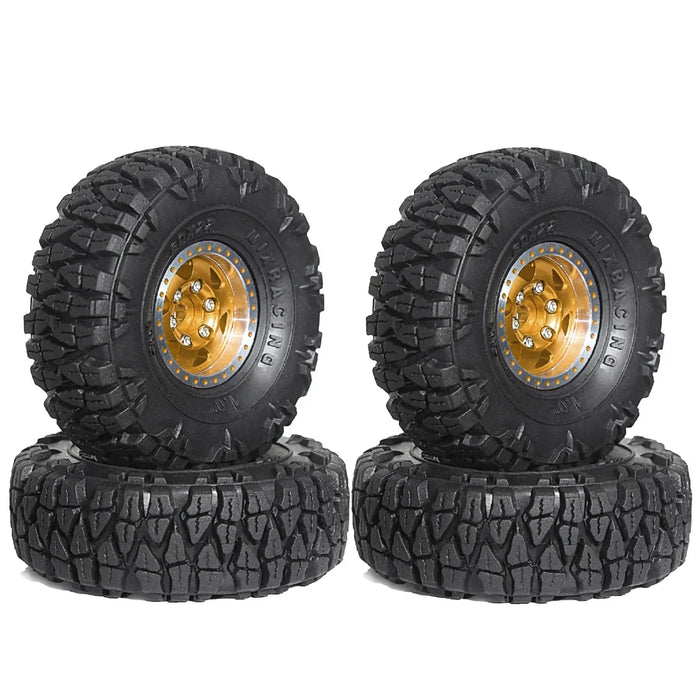 4PCS 1.0" 60x22mm 1/24 1/18 Crawler Beadlock Wheels Set (Metal, Rubber)