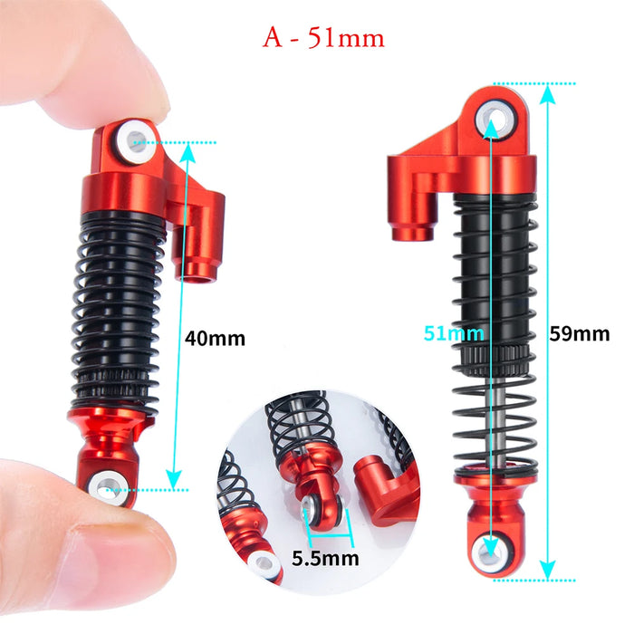 4PCS 51/56/61mm Amortisseur pour Traxxas TRX-4M Bronco Defender 1/18 (Alu)