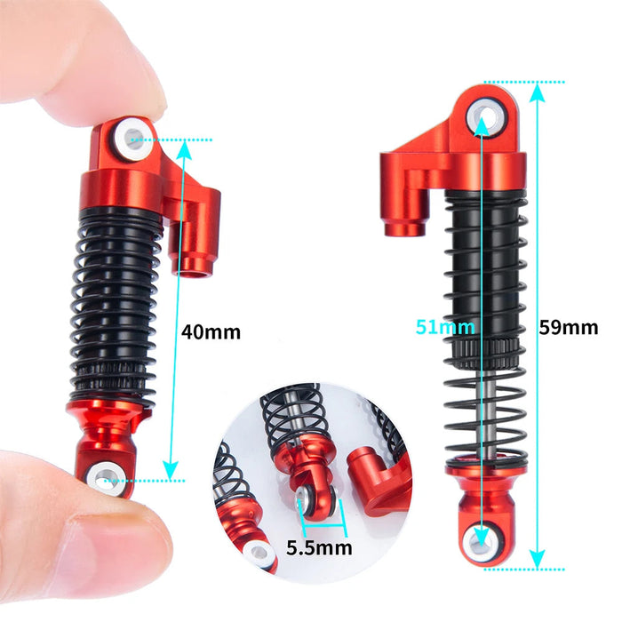 4PCS 51/56/61mm Amortisseur pour Traxxas TRX-4M Bronco Defender 1/18 (Alu)