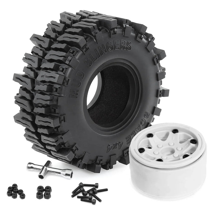 4PCS 2.2" 130x55mm 1/8 1/10 Crawler Beadlock Wheels Set (Plastic, Rubber)