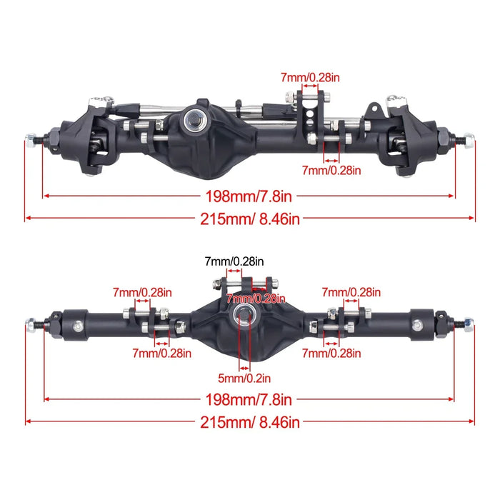 Front & Rear Straight Axles for Axial SCX10 II, VS4-10 1/10 (Alu)