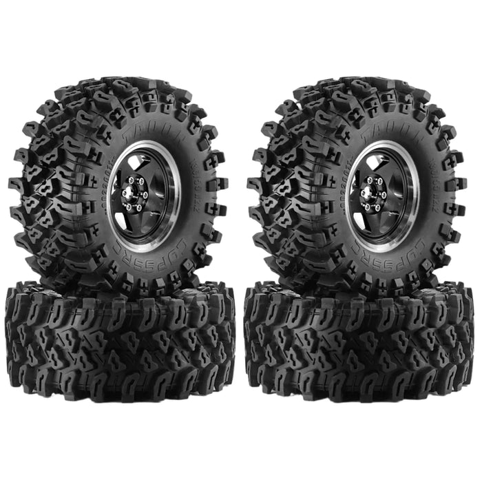 4PCS 2.2" 136x58mm 1/10 Crawler Beadlock Wheels Set (Metaal, Rubber)