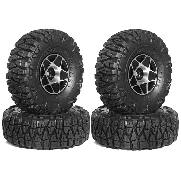 4PCS 1.0" 60x22mm 1/24 1/18 Crawler Beadlock Wheels Set (Metal, Rubber)