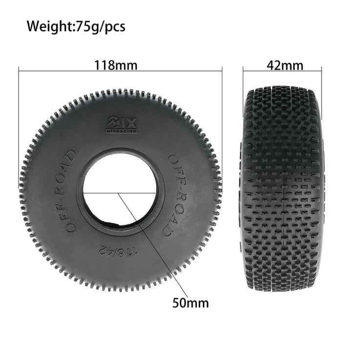 4PCS 1.9" 118x42mm 1/10 Buggy Tires (Rubber)