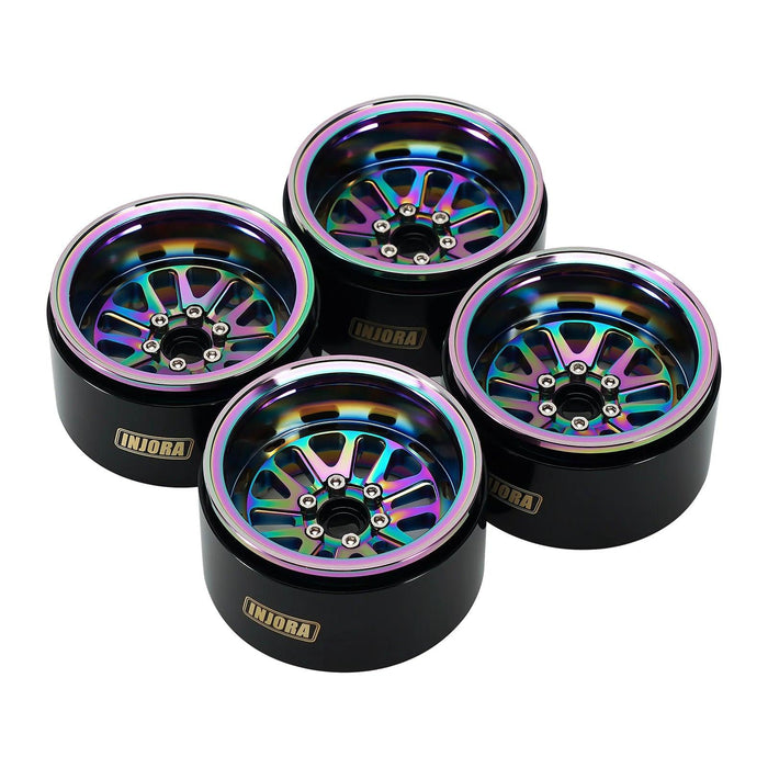 INJORA -10mm Offset 2.2" 61.5x35mm 1/10 Crawler Beadlock Wheel Rim (Brass and aluminum)