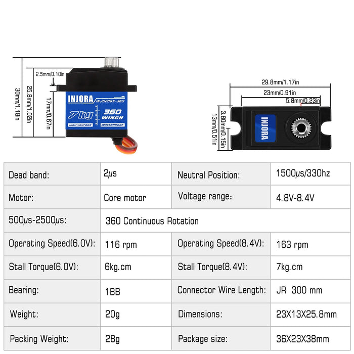 INJORA Tow Truck Crane Kit & INJS2065-360 Winch Servo for Axial SCX24 1/24