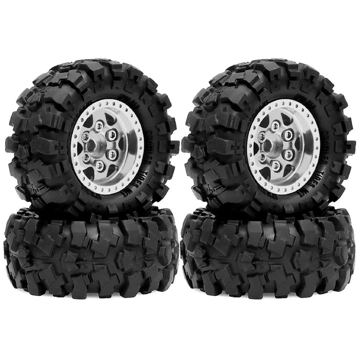 4PCS 1.0" 57x25mm 1/18 1/24 Crawler Beadlock Wheels Set (Metal, Rubber)