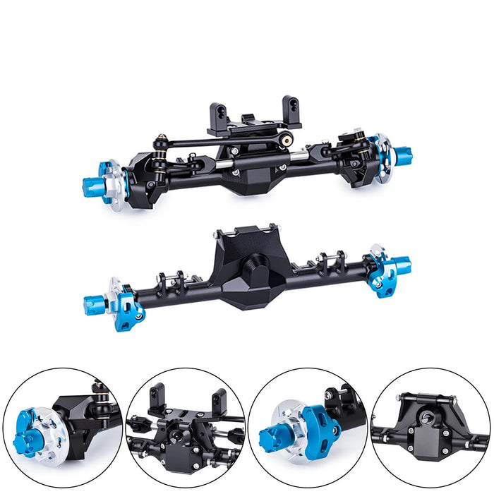 Straight Axle Set w/ Hydraulic Steering Link for Axial SCX24 1/24 (Alu)