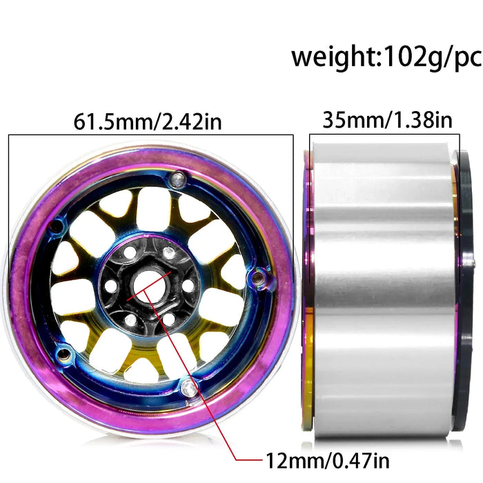 4PCS 2.2" 61.5x35mm 1/10 Crawler Beadlock Wheels (Metal)