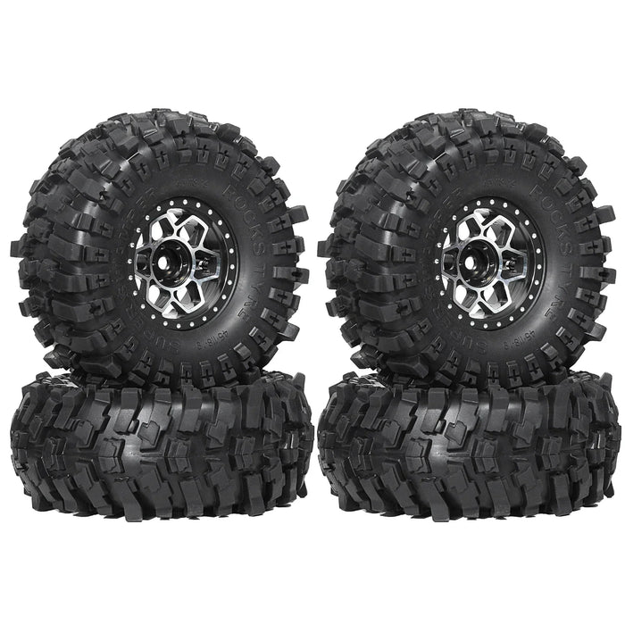 4PCS 1.9" 118x45mm 1/10 Crawler Beadlock Wheels Set (Metal, Rubber)