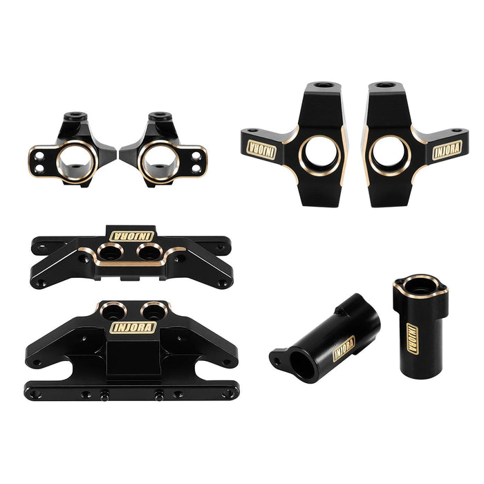 INJORA Skid Plate Steering Knuckles C Hubs Axle Tubes for FMS FCX24M 1/24 (Brass)