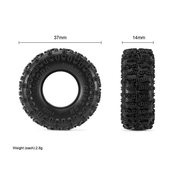 INJORA 4PCS 0.7" 37x14mm Cling On Tires 1/30