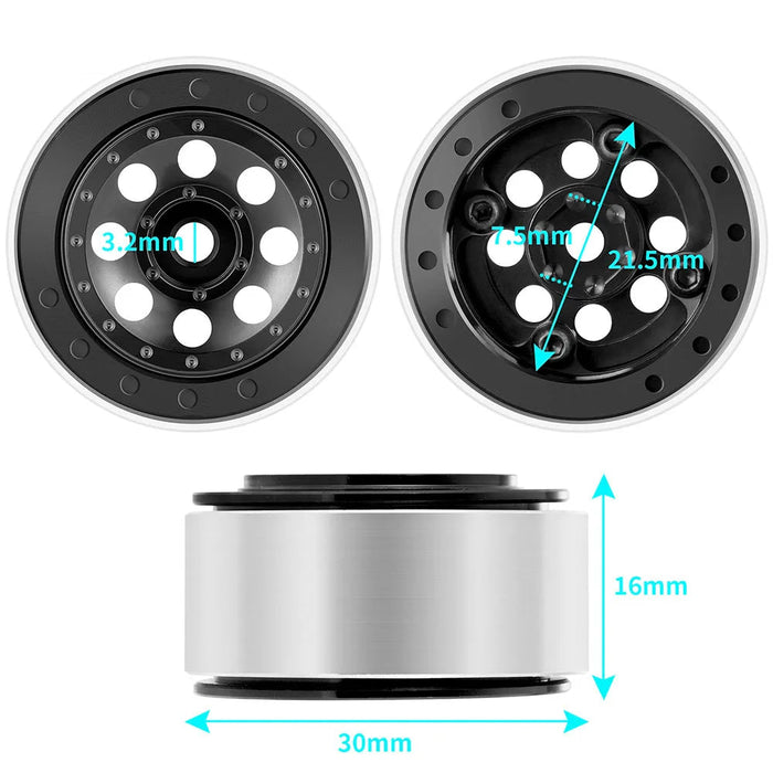 4PCS 1.0" +1mm/-3mm décalage jante beadlock pour crawler (alu)
