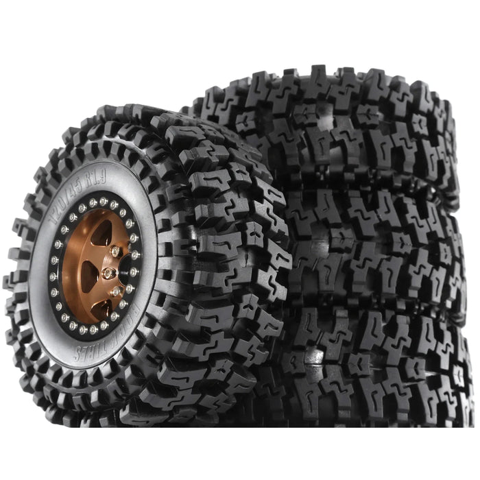 4PCS 1.9" 120x45mm 1/10 Crawler Beadlock Wheels Set (Metal, Rubber)