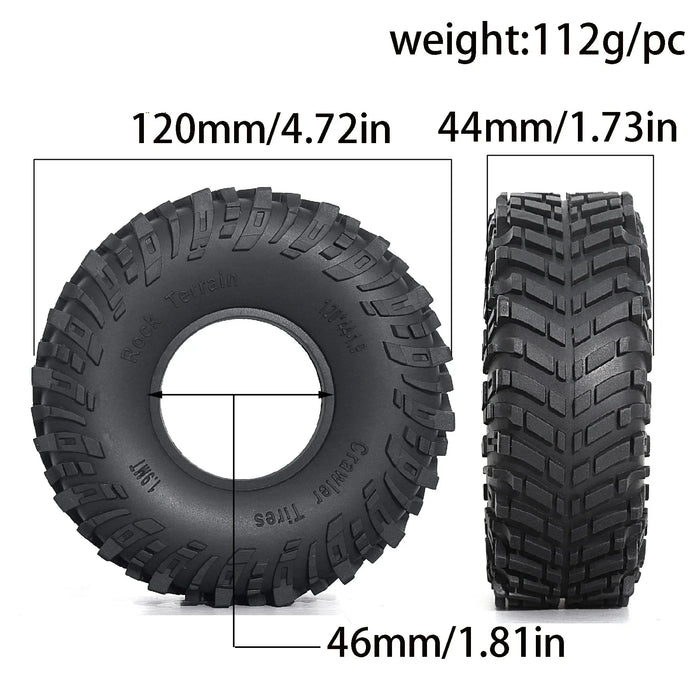 4PCS 1.9" 120x44mm 1/10 Crawler Tires (Rubber)