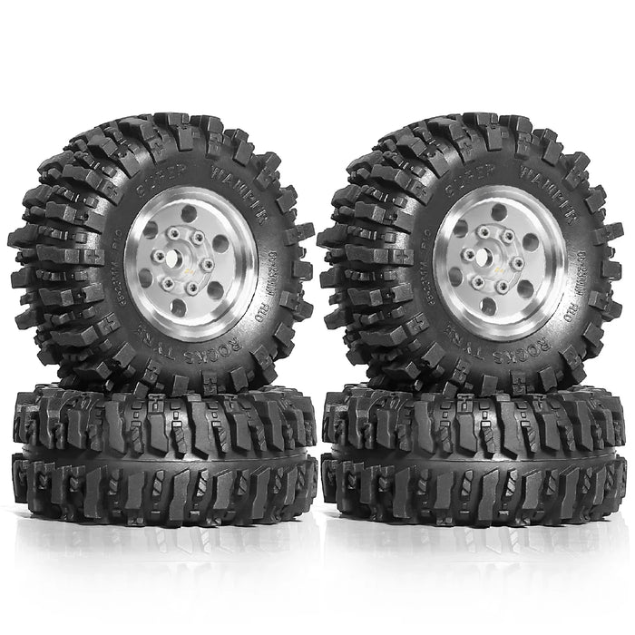 4PCS 1.0" 55x23mm 1/18 1/24 Crawler Beadlock Wheels Set (Metal, Rubber)