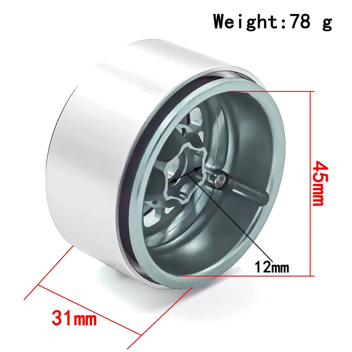 4PCS 1.9" 45x31mm 1/10 Crawler Beadlock Wheels Set (Metal)