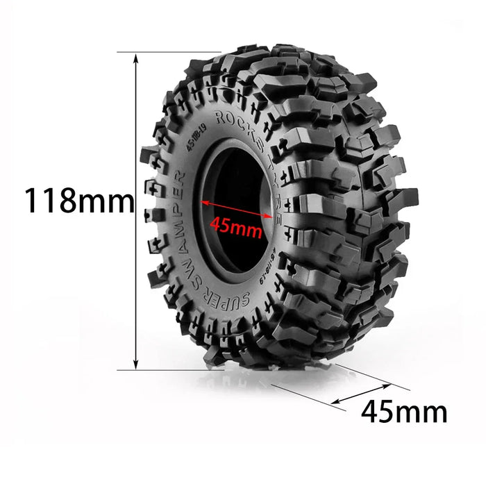 4PCS 1.9" 118x45mm 1/10 Crawler Beadlock Wheels Set (Metal, Rubber)
