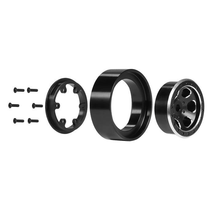 4PCS 1.0" 62x24mm 1/18 Mud Terrain Wheel Set (Rubber, Alu)