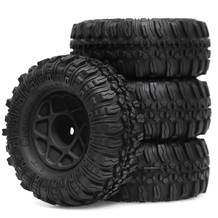 4PCS 1.0" 57x27mm 1/24 Crawler Beadlock Wheels Set (Plastic, Rubber)