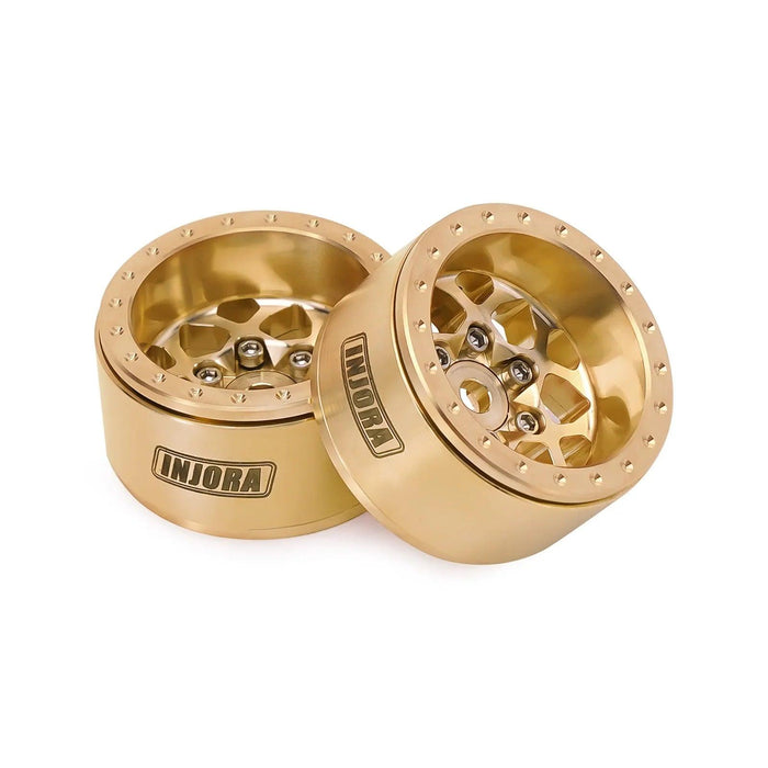 INJORA 1.0" 28x15.4mm 1/24 1/18 Crawler Beadlock Wheels (Brass)