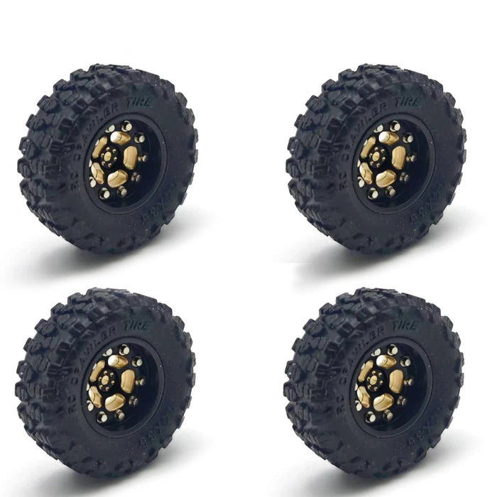 4PCS 0.7'' Wheel Set for Axial SCX30 1/30 (Messing, Rubber)