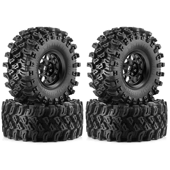 4PCS 2.2" 136x58mm 1/8 1/10 Crawler Beadlock Wheels Set (Metal, Rubber)