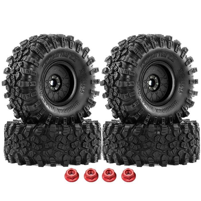 4PCS 2.2" 136x58mm 1/10 Crawler Wheels Set (Metaal, Rubber)